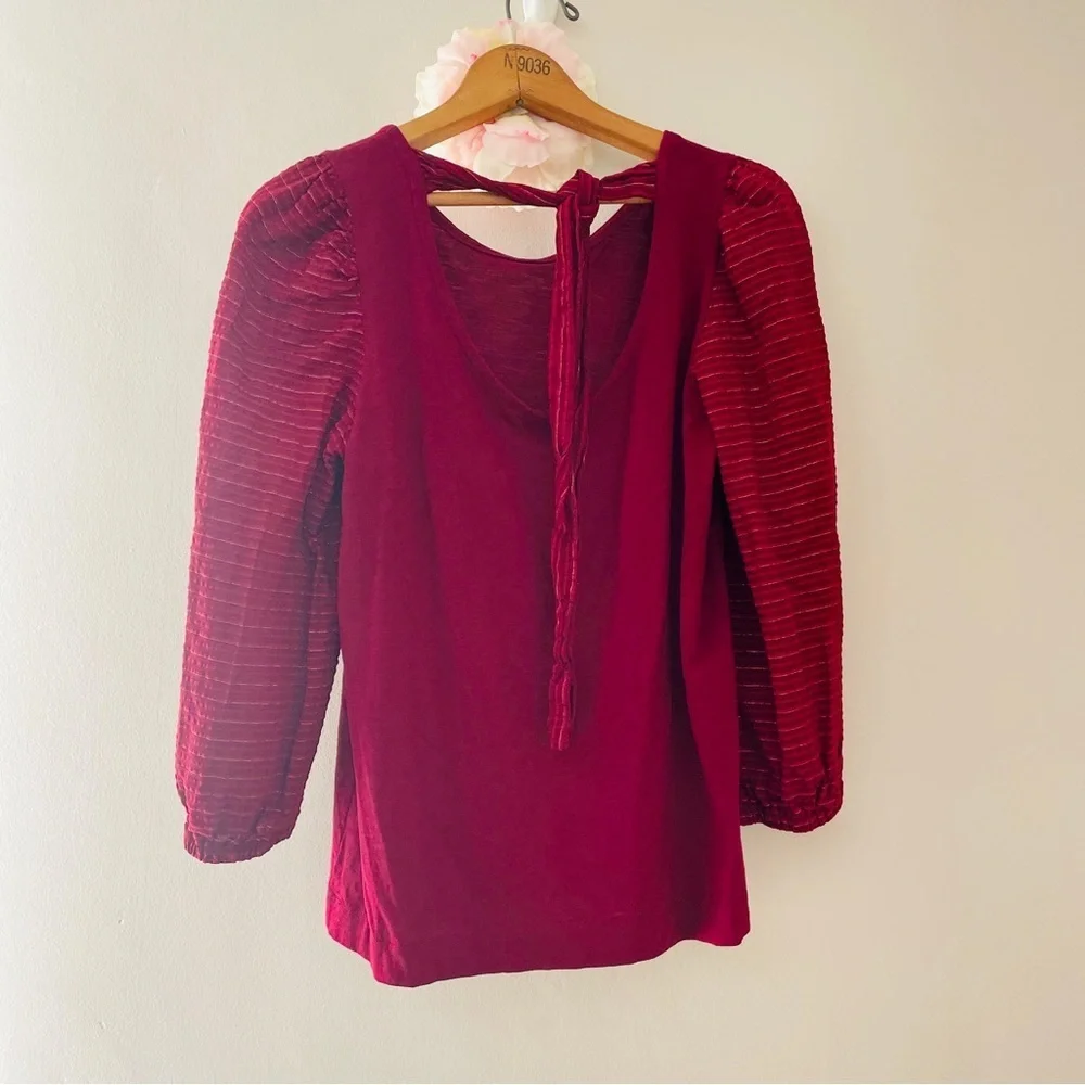 LOFT Shimmer Tie Back Mixed Media Top Medium